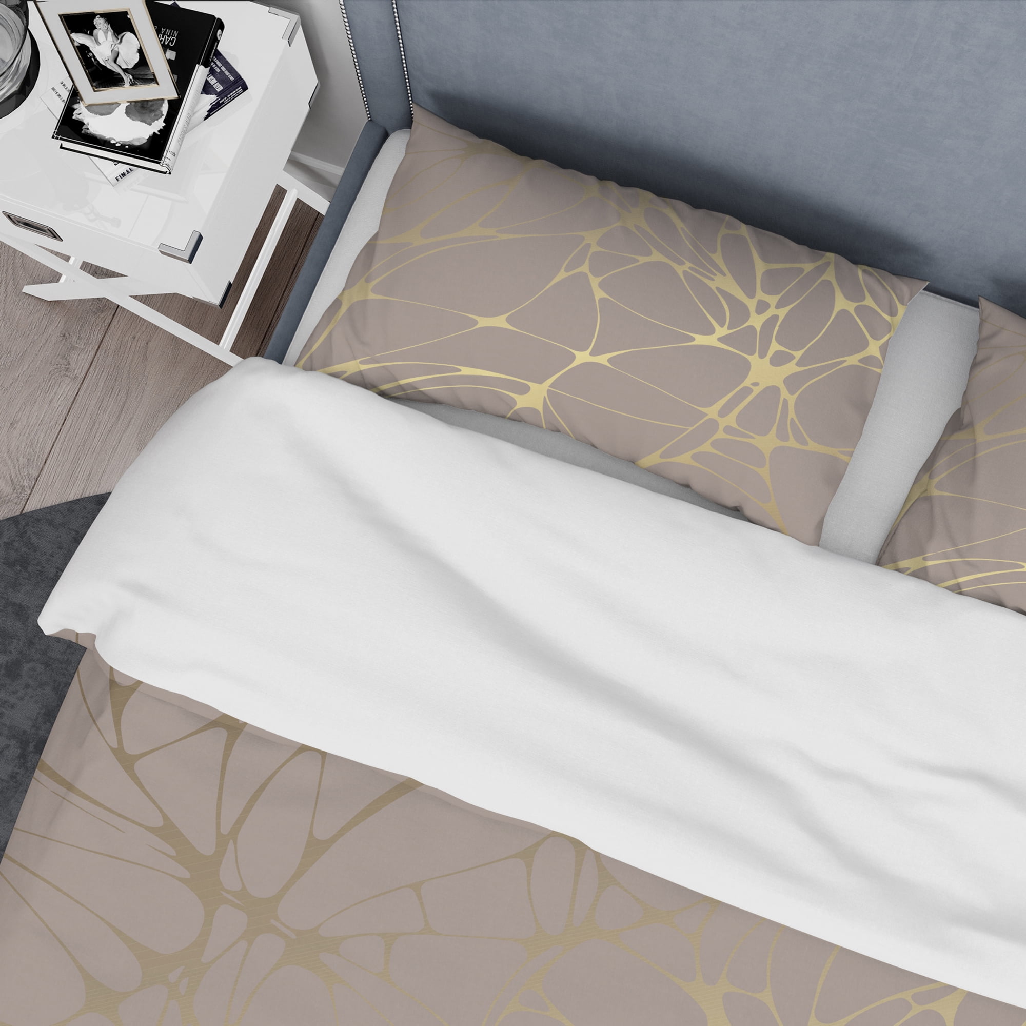 Designart 'Golden Marble Design II' Mid-Century Modern Duvet Cover Set