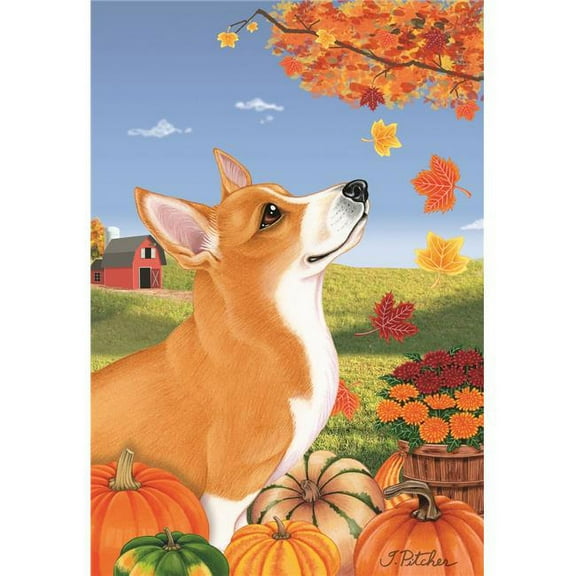 Best of Breed TP670451 Corgi Autumn Leaves Garden Flag