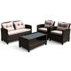 thumbnail image 4 of 4 Pieces Patio Rattan Conversation Furniture Set with Glass Top Coffee Table Garden Outdoor Sets My Lux Decor Round, 4 of 10