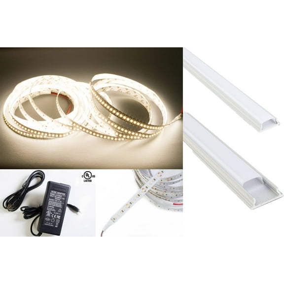 LEDUPDATES 24V CRI 90 2216 LED Strip Light U Shape Aluminum Channel (Natural White 4000K)