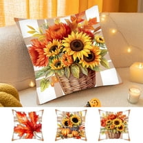 Guanhe Thanksgiving Pillow Covers 18x18, Fall Throw Pillow Covers Pumpkin Sunflower Leaves Autumn Season Farmhouse Decorative for Sofa Bed