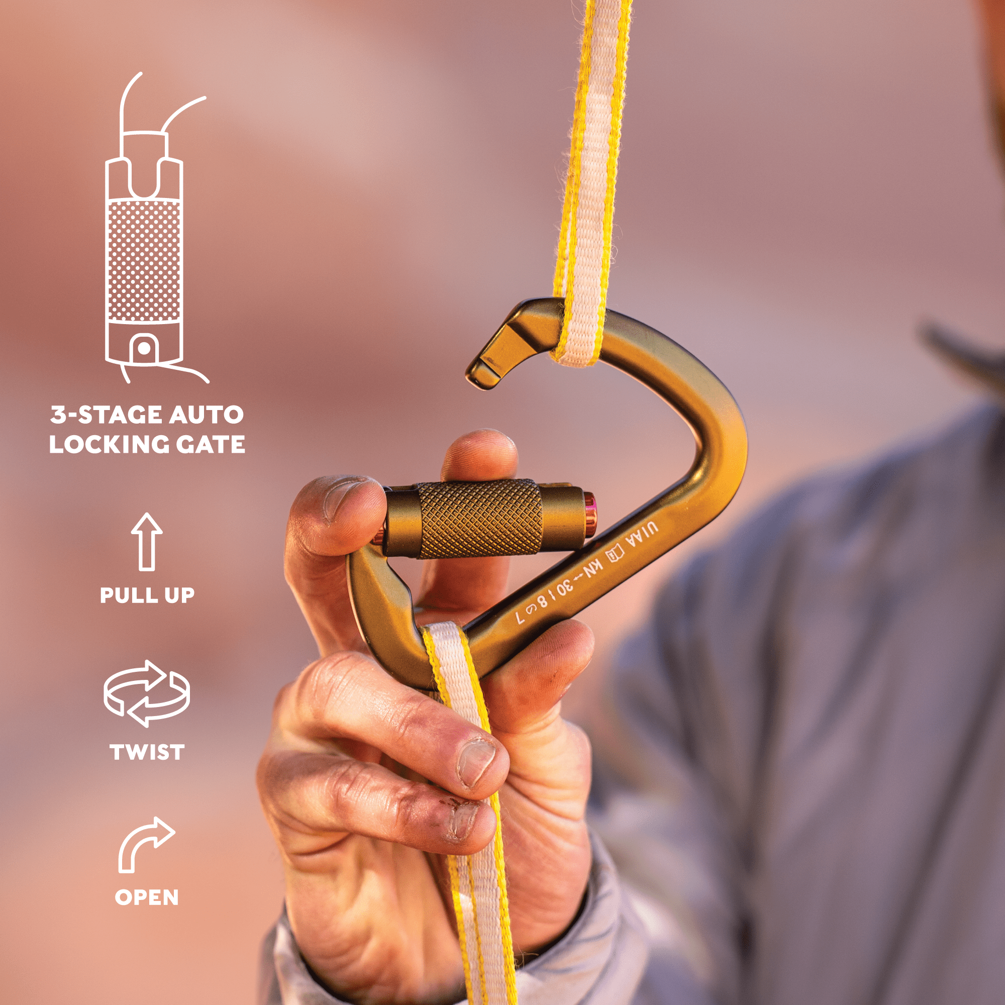 Swiss Tech 30KN Climbing Carabiners, 2 pack, Auto Locking, Lightweight, 7075 Aluminum