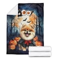 thumbnail image 2 of Happy Halloween Vampire Pomeranian BOO with Pumpkins Fun and Spooky Cozy Fleece Blanket Pom Dog Lover Gifts Warm Soft Throw Blanket - 00018, 2 of 5