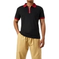 thumbnail image 2 of Sunloudy - Polo para hombre con cremallera de un cuarto, casual, manga corta, cuello de solapa, color en contraste, tops ajustados Sunloudy moda, 2 of 10