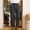 Black, variant on Women High Waisted Button Fly Cropped Pants Casual Straight Fit Linen Blend Trousers with Pockets for Daily Office Wear Navy XXL