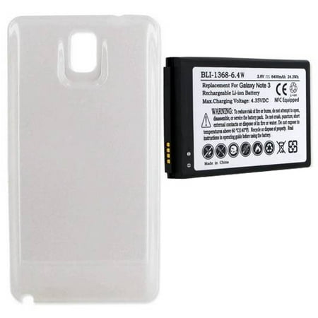 Samsung SM-G730A Cell Phone Battery Ultra High Capacity Extended Battery (3.8V 6400 mAh) Equipped With NFC - Replacement For Samsung Galaxy S Note III Cellphone Battery - Includes A White