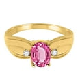 thumbnail image 5 of Mauli Jewels Rings for Women 0.9 Carat Oval Pink Topaz and Diamond Ring 4-Prong 10K Yellow Gold, 5 of 6