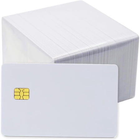 RAYCCI 100 Pack ISO PVC Card with SLE4442 Chip Blank Smart Intelligent Card Contact IC Card Safe White Key Card for Access Control No Printing
