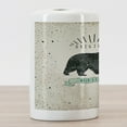 thumbnail image 3 of Bear Ceramic Toothbrush Holder, Vintage Wildlife Theme Random Dots Predator Paws Animal Themed Design, Decorative Versatile Countertop for Bathroom, 4.5" X 2.7", Mint Green Black Tan, 3 of 4