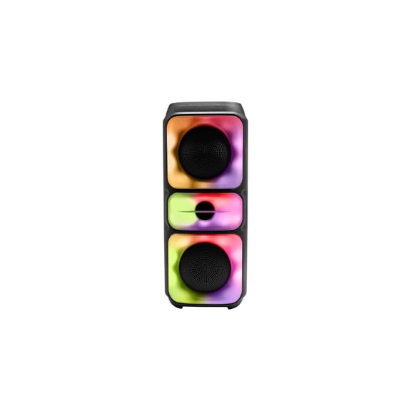 Fisher Portable Bluetooth Wireless Speaker System: Dual 4" 20W Peak Power|Loud HD Deep Bass Sound & LED Lights, Rechargeable|TWS Pairing|Long Lasting Battery, USB Port, TF, AUX, Handle Bar