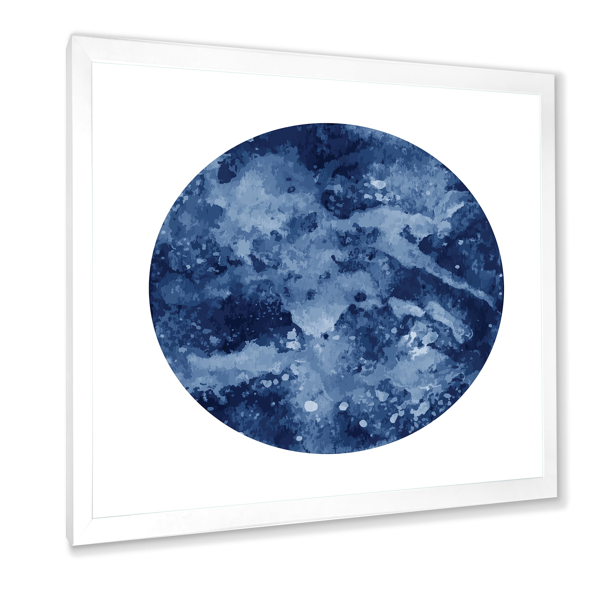 Designart 'Blue Space Galaxy Circle' Modern Framed Art Print