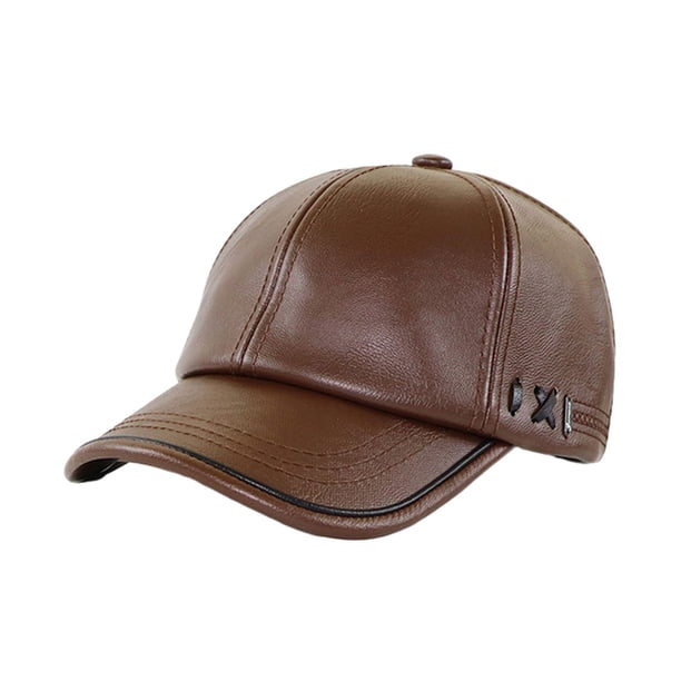 Gorra de béisbol ajustable de piel sintética para hombre, con capucha cortavientos, ajuste ceñido, diseño de color liso, para otoño e invierno, informal, para exteriores