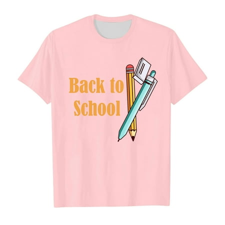 

Yzengfg School Season Girls T Shirt Summer Kids Short Sleeve Tops Soft Comfortable Back To School Prints Casual Wear Girls Tops Tees & Shirts 5-6 Years