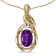 thumbnail image 1 of 10k Yellow Gold Oval Amethyst And Diamond Pendant, 1 of 1