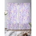 thumbnail image 3 of Purple Floral Retro Sheer Curtains 84 Inch Length 2 Panels Set, Abstract Vintage Floral Botanical Voile Window Treatment Rod Pocket Curtains Sheers Drapes for Bedroom/Living Room/Kitchen 52"x84"x2, 3 of 7