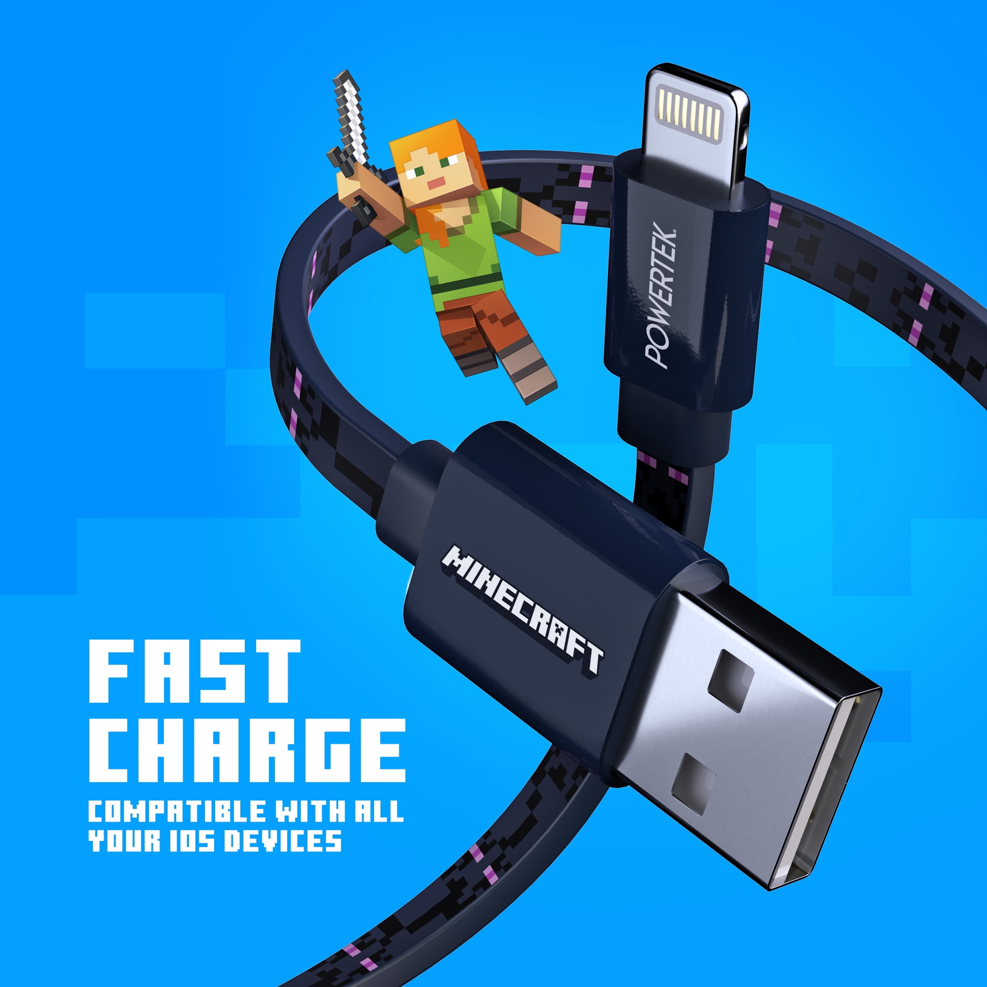 Liquipel Powertek Minecraft USB-A to Lightning - Enderman