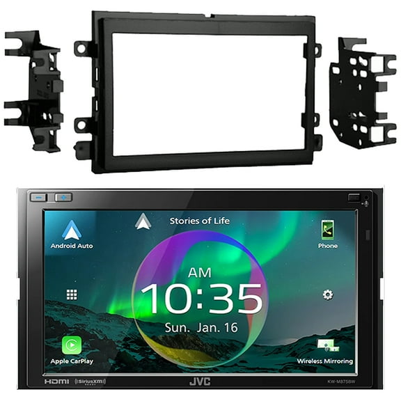 JVC KW-M875BW 6.8" Touchscreen Double DIN HDMI/WiFi Bluetooth USB Digital Multimedia Stereo Receiver with Radio Dash Installation Kit for Select 2004-up Ford Vehicles
