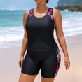 thumbnail image 2 of BODOAO Women's 2 Piece Tankini Swimsuit, Floral Print Athletic Racerback Tank Top and Boy Shorts, Stretchy Quick Dry Bathing Suit for Beachwear Swimwear Outfit Hot Pink 2XL, 2 of 9