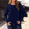 thumbnail image 5 of WREESH Fashion Pullover Women's Solid Color Long Sleeved Knitted Sweater Round Neck Top Sweater Navy, 5 of 7