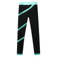 thumbnail image 3 of Hansber Kids Girls Figure Skating Pants Color Block Stretchy Gymnastic Yoga Workout Tights Pant Ice Blue Green 14, 3 of 5