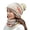 Beige 3 Pcs Set (Hat & Scarf & Face Mask), variant on Women's Winter Warm Knitted Crochet Hat Fleece Lined Cable Faux Fur Pom Pom Beanie Hat Skull Cap