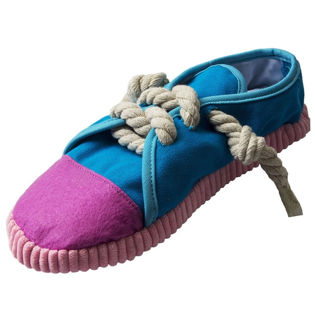 Jouet de Chaussures pour Animaux de Compagnie, Simulation de Conception de Chaussures en Toile Réalistes Chaussures pour Animaux de Compagnie Checker Jouet Interaction Vocale Jouet Promouvoir la Santé Bucco-Dentaire des Animaux de Compagnie Jouets pour Chiens