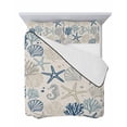 thumbnail image 7 of Blue Beige Coastal Twin XL Size Down Alternative Comforter,Lightweight Comforter Quilt Bedding Set with Pillow Shams Summer Beach Starfish Coral Nautical Rustic Bed Comforter Duvet Insert 68"x98", 7 of 7