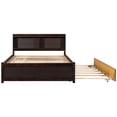 thumbnail image 4 of Miniyam Wood Full Size Bed Frame with Trundle & Bookcase Headboard for Kids and Teens, Espresso, 4 of 8