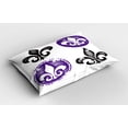 thumbnail image 2 of Ambesonne Fleur De Lis Pillow Sham 2 Pack, Vintage Floral Art, 26"x20", Black Purple, 2 of 3