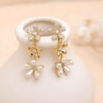 thumbnail image 4 of DESIGNICE Gold Flower Dangle Drop Earrings for Women Dainty 14K Gold Plated Hypoallergenic Spring Floral Prom Earrings Fashion Outfit Accessories Jewelry Gift, 4 of 7