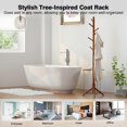 thumbnail image 4 of Coat Rack, Oxkers Coat Rack Stand Wood, Super Easy Assembly NO Tools Required, Free Standing Coat Rack with 8 Hooks, Tripod Base, Coat Hanger Stand for Home Office Hall Entryway, 4 of 10
