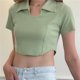 thumbnail image 1 of VISgogo, camisetas cortas salvajes a la moda para mujer, camisetas de manga corta con cuello vuelto de Color sólido, camisetas informales de verano con ombligo descubierto VISgogo moda, 1 of 2