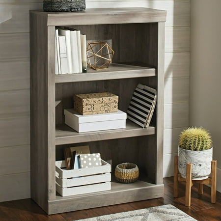 Better Homes & Gardens Glendale 3 Shelf Bookcase, Rustic Gray Finish