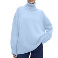 thumbnail image 1 of Chandail à Col Roulé pour Femmes, Haut Tricoté Ample, Doux, Confortable, Décontracté, Mode Hiver, Chaud, 1 of 4