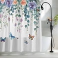 thumbnail image 2 of Flower Butterfly Fabric Shower Curtain Eucalyptus Leaves Washable Shower Curtains for Bathroom, Waterproof Bath Curtain with Hooks Home Decor 72x84in, 2 of 8