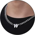 thumbnail image 2 of PAMTIER Initial Necklace for Mens Cuban Chain A-Z Letter Pendant Necklaces Stainless steel Anniversary Christmas Jewelry Silver W, 2 of 3
