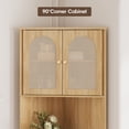 thumbnail image 4 of VEANERWOOD Rattan 67" Tall Corner Storage Cabinet, Corner Shelf Stand Storage Rack for Living Room, Home Office, Kitchen, Small Space,Natural, 4 of 10