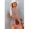 thumbnail image 3 of Women's Tie Knot Puff Long Sleeve Romper, 3 of 12