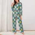 thumbnail image 2 of Lsque Colorful Cow Pattern Long Sleeve Pajama Set for Women - Soft 2-Piece Sleepwear and Loungewear Set with Pockets, Comfy Nightwear-Medium, 2 of 7