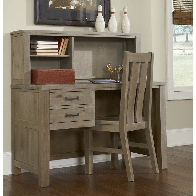 NE Kids Highlands Desk with Hutch in Driftwood