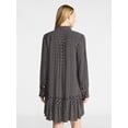 thumbnail image 3 of Time and Tru Women's Ruffle Mini Shirtdress, Sizes XS-XXXL, 3 of 6