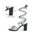 thumbnail image 2 of BLISSFUL STEP Butterfly Rhinestone Lace Up Block Heel Sandals for Women Deep Blue (Size 8.5), 2 of 7