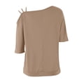 thumbnail image 5 of Womens Blouses Shirts Solid Color Casual One Shoulder Strap Summer Short Sleeve Tops for Women Trendy, 5 of 6