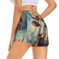 thumbnail image 4 of Picia Oil Painting Flower Cow Pattern Women's 2 in 1 Athletic Running Shorts High Waisted Workout Casual Gym Sweat Shorts with Comfy Liner Zipper Pockets-XX-Large, 4 of 9