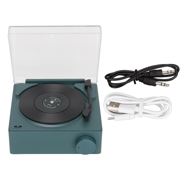 Altavoz despertador Bluetooth X11, sonido estéreo de 360 grados, disco de vinilo giratorio Retro, altavoz despertador DC 5V1A, verde negruzco