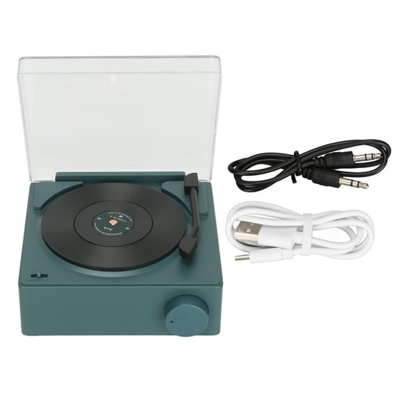Altavoz despertador Bluetooth X11, sonido estéreo de 360 grados, disco de vinilo giratorio Retro, altavoz despertador DC 5V1A, verde negruzco