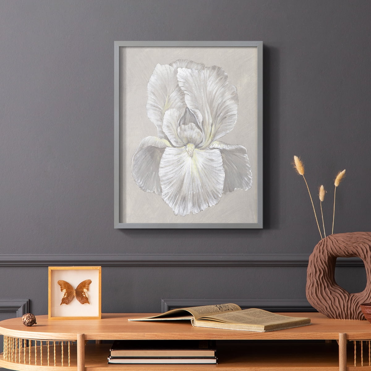 White Iris I Framed Print in Gray Solid Wood 11 x 14 Framed Print