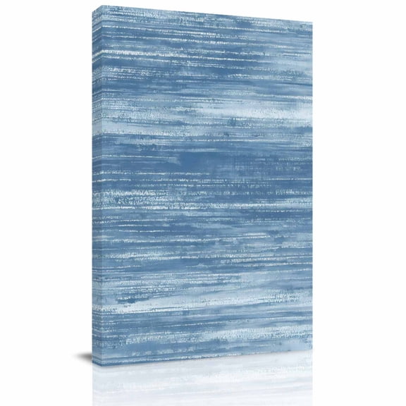 Light Blue Canvas Wall Art for Living Room, Modern Abstract Gradient Blue Lines Texture Wall Decor Framed Artwork Pictures Ready to Hang for Bedroom Office Home Decor