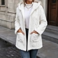thumbnail image 2 of Enjoytime Fleece Jacket Women Long Sleeve Textured Zip Up Hooded Coat Fall Winter Warm Soft Comfy Casual Mid Length Outerwear, 2 of 7