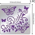 thumbnail image 2 of Butterfly Metal Stencils 6 Inch Square Scrapbooking Drawing Stencils Stainless Steel Flowers Vine Pattern Painting Stencils, 2 of 9